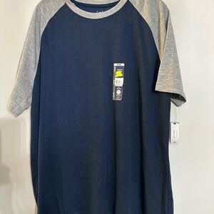 Set of two George Men's Blue and Gray and Red and Black Raglan T-Shirts XL NWT